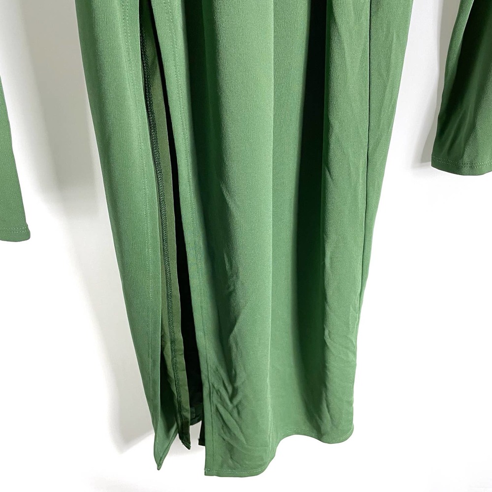 SOLD-Camila Coelho Maeve Midi Dress in Basil Green Sz S Jersey Stretch Side Slit - Picture 5 of 11